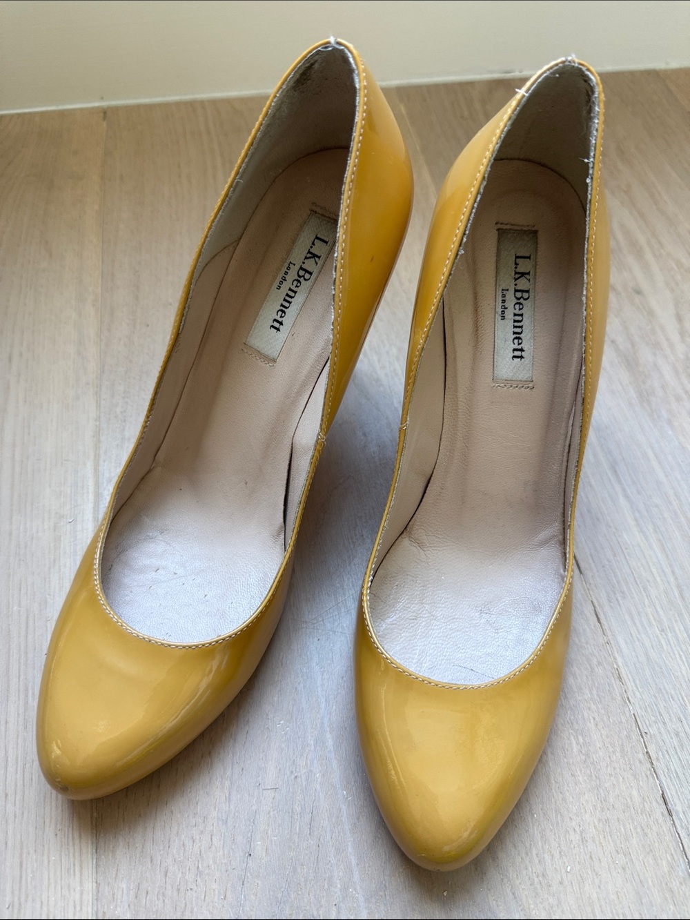 LK Bennett Mustard Patent Leather Pumps